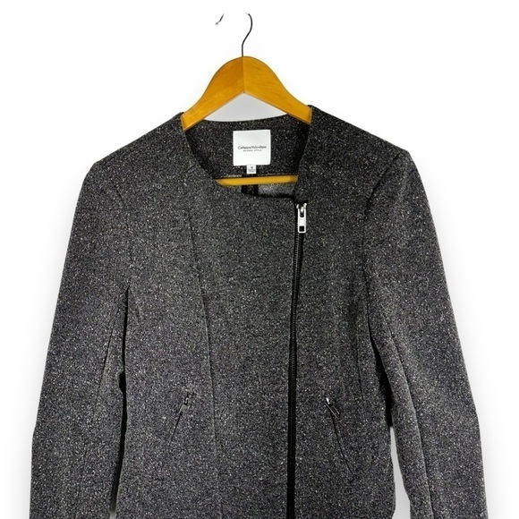 4 for $40 SALE!Catherine Maladrino Runway Knit Moto Jacket, Marled Grey, Size S - Picture 5 of 11